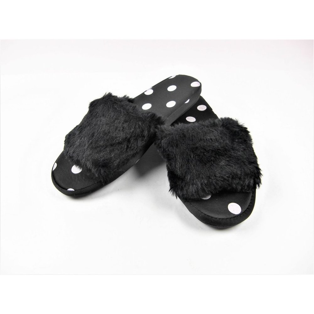 INC International Concepts Womens Size 7/8 Polka Dot Slides Slippers Black